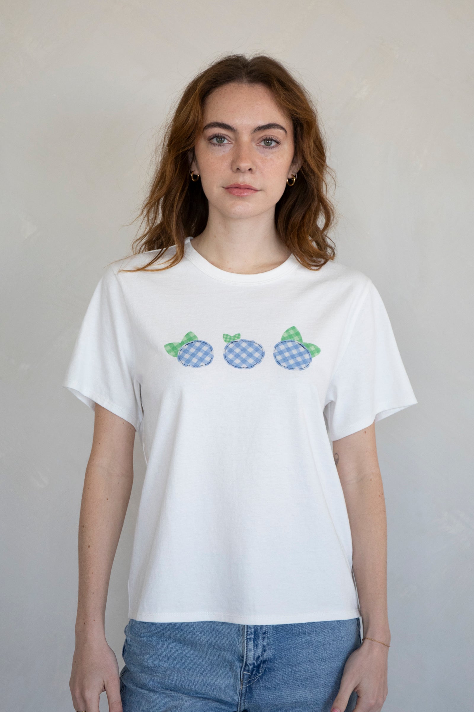 ★DRAW FIT★ Blueberry Print T-Shirt [WHITE] blueberry t-shirt — wild blueberry
