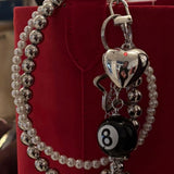 Dual Strand Pearl & Chrome Bag Charm