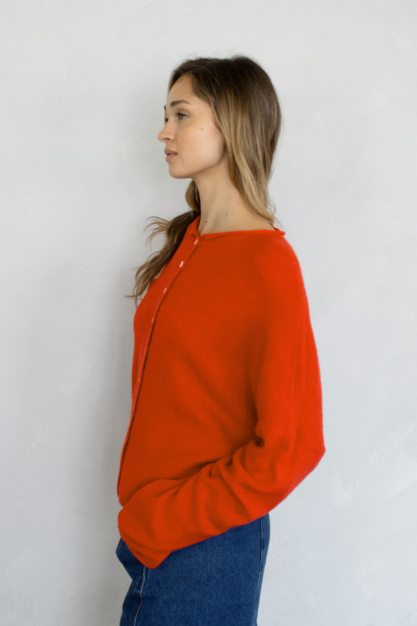 Tomato Red Piper Cardigan