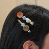 Brown Button Clip Set