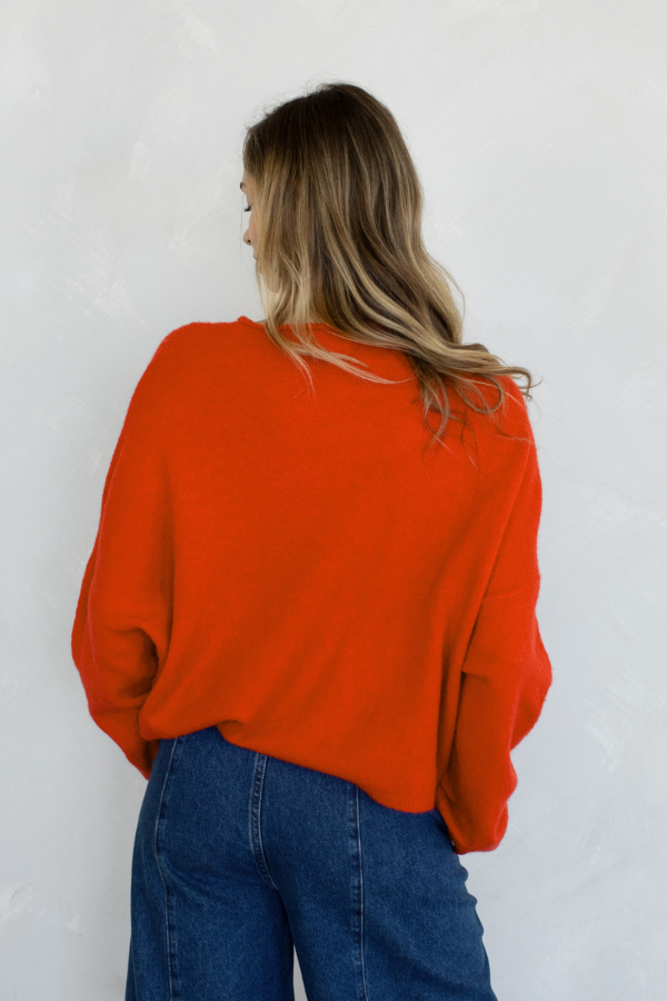 Tomato Red Piper Cardigan