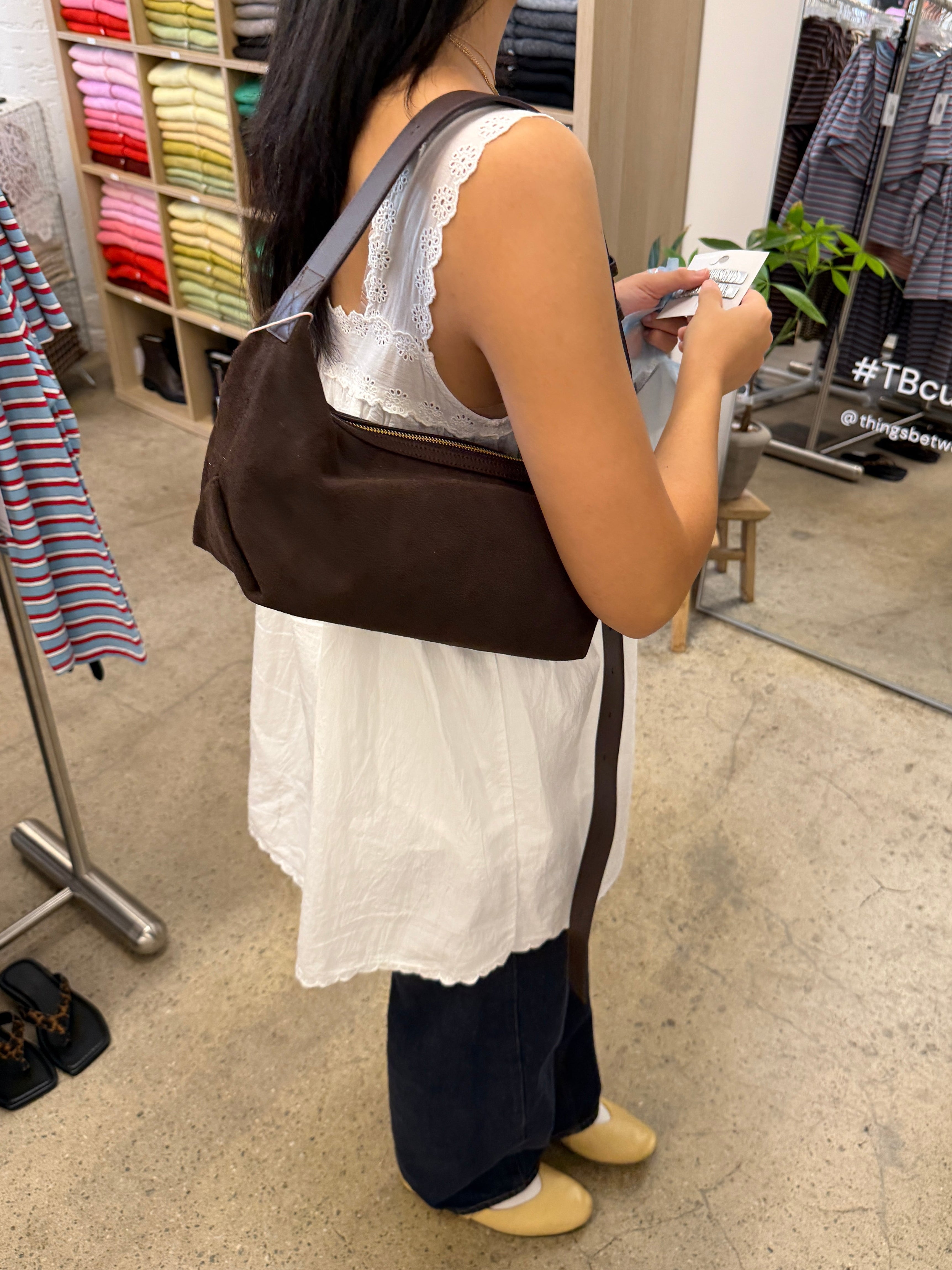 Suede Dumpling Hand Bag