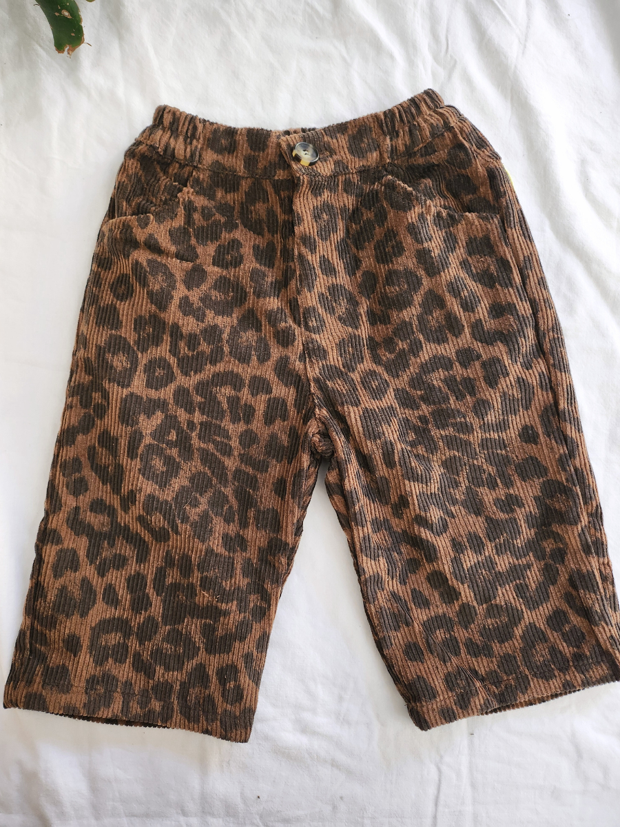 Corduroy Leopard Print Pants