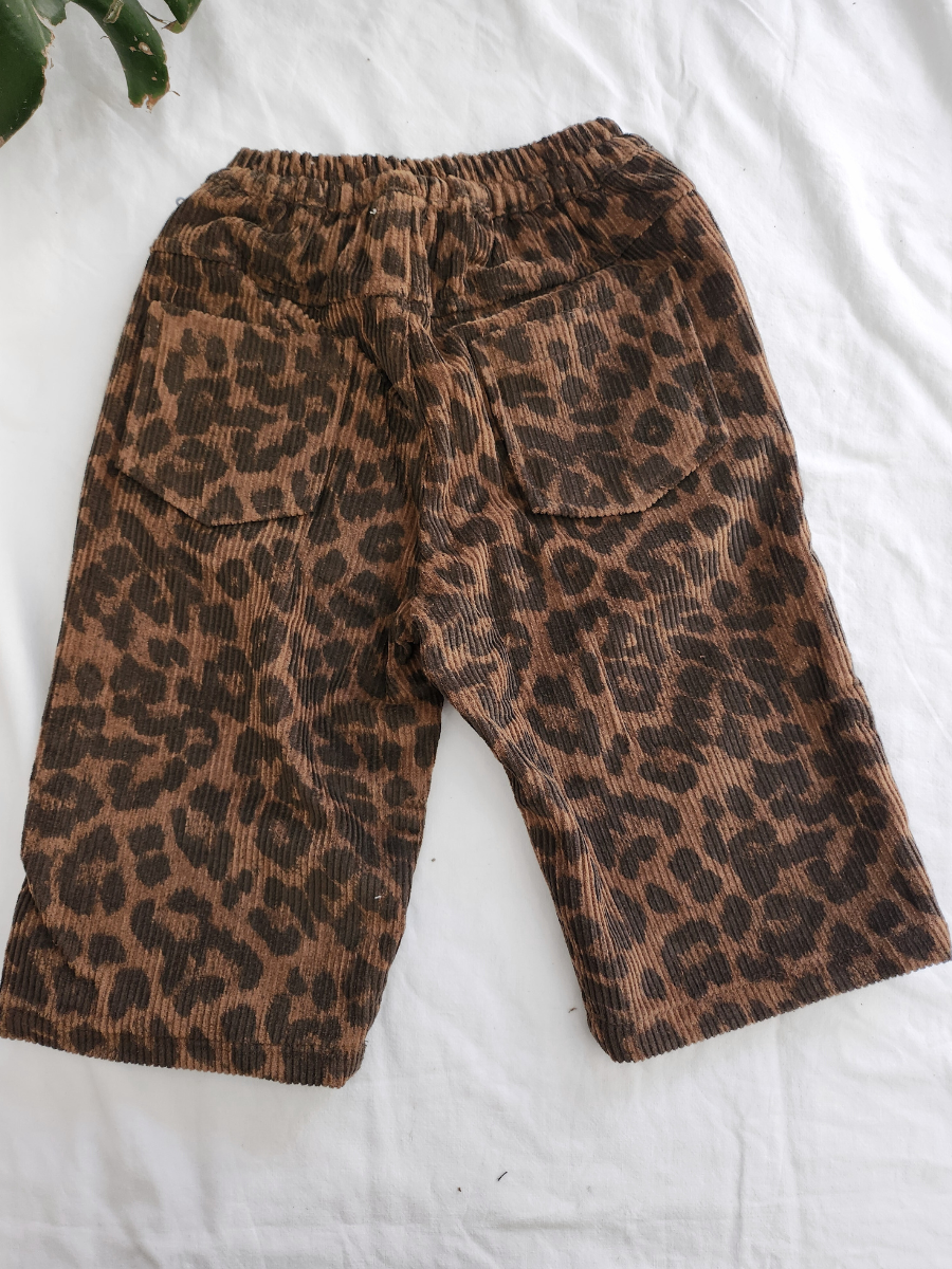 Corduroy Leopard Print Pants