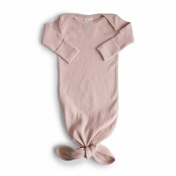 Mushie: Ribbed Knotted Baby Gown + Beanie