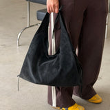 Suede Slouched Hobo Bag