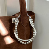 Dual Strand Pearl & Chrome Bag Charm