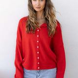 Tomato Red Piper Cardigan