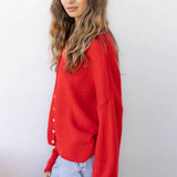 Tomato Red Piper Cardigan