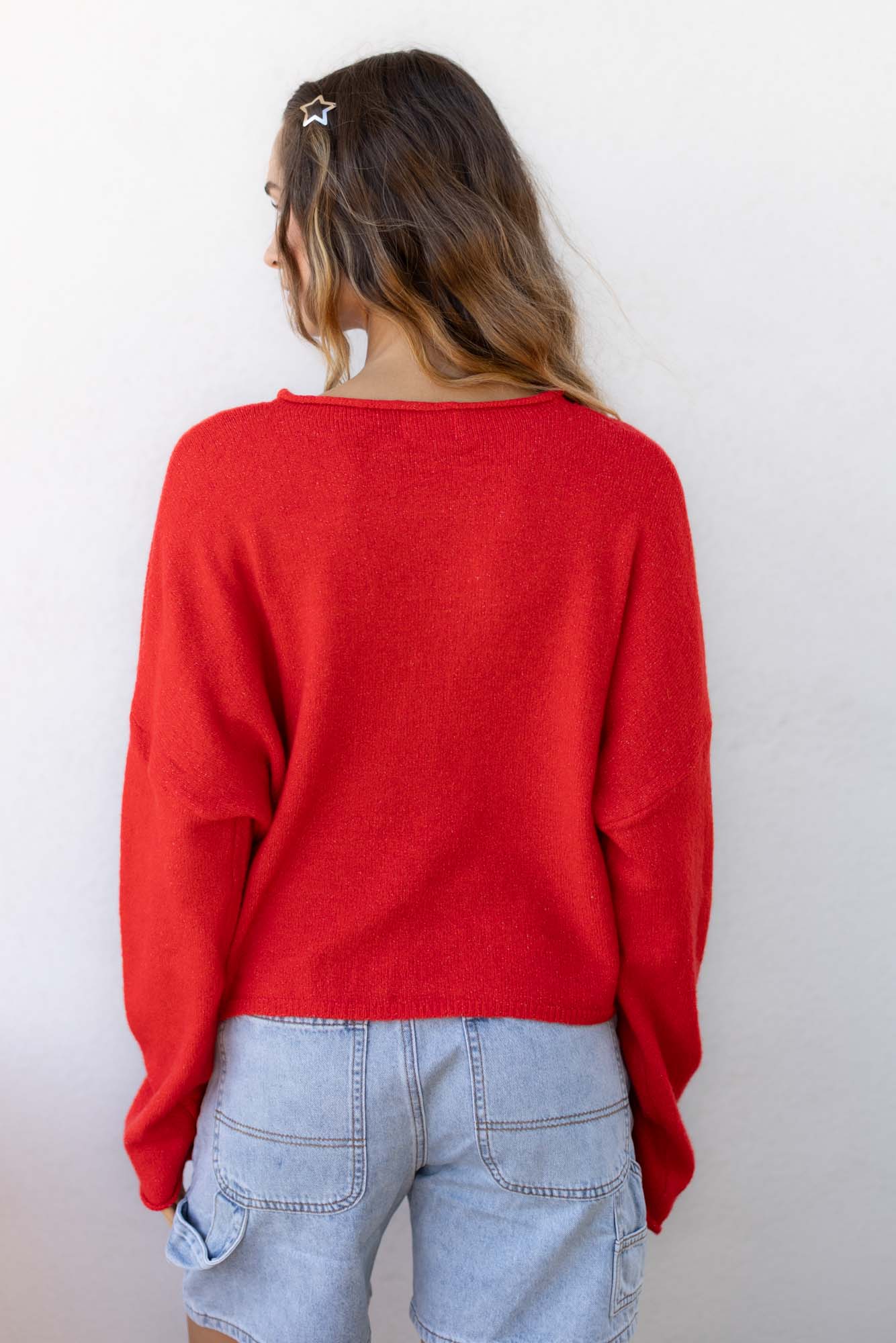 Tomato Red Piper Cardigan