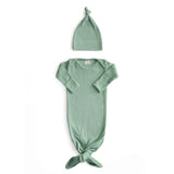 Mushie: Ribbed Knotted Baby Gown + Beanie
