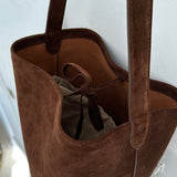 Suede Basket Bag