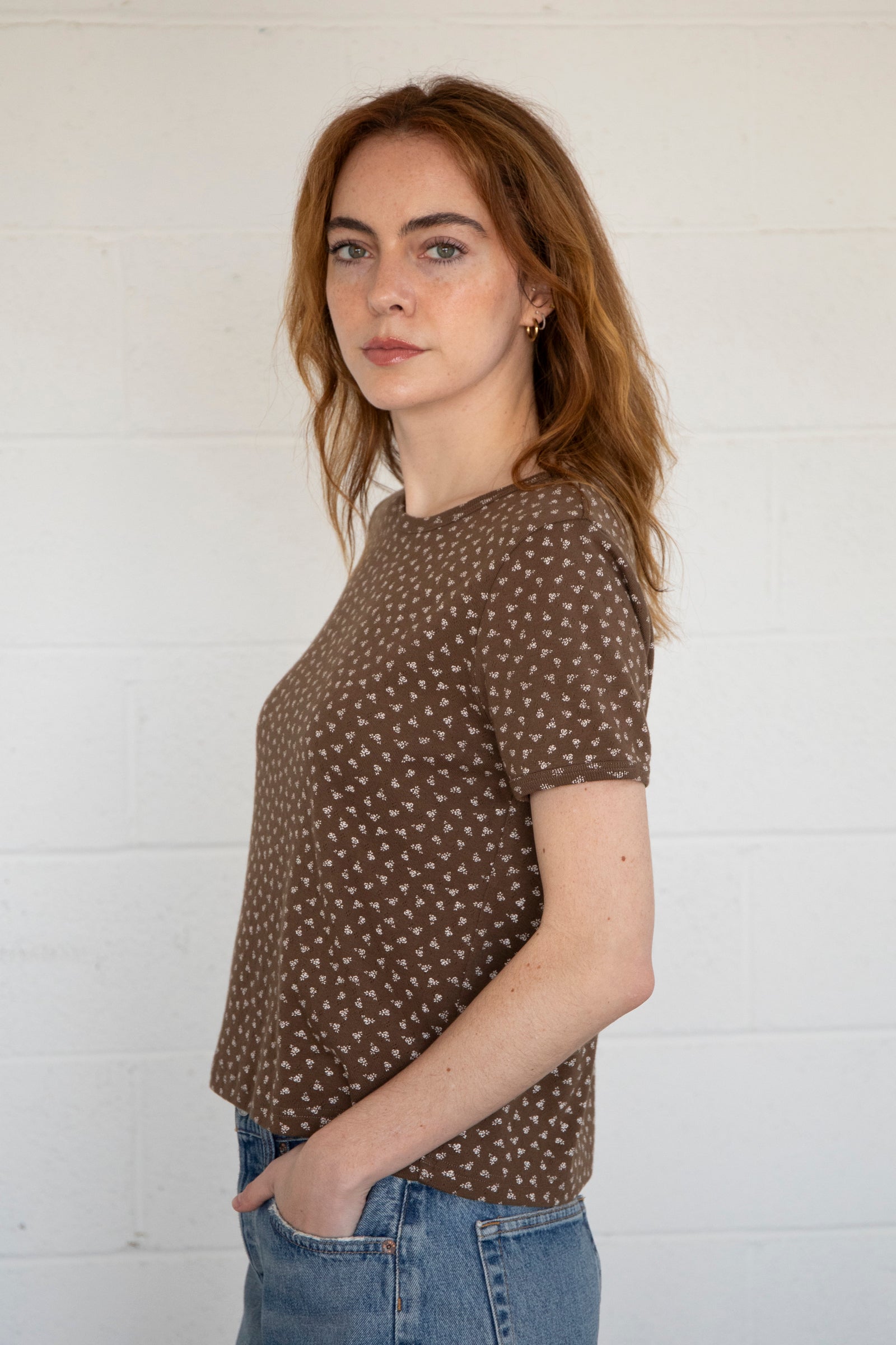 Floral Pointelle Tee