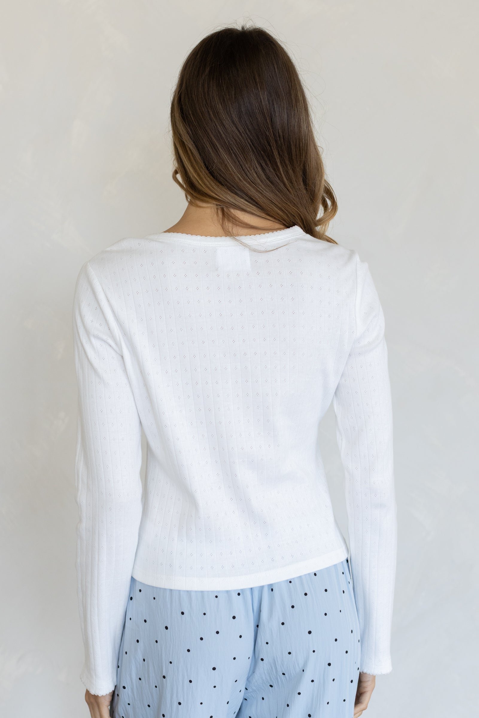 Rina Pointelle Long Sleeve Top