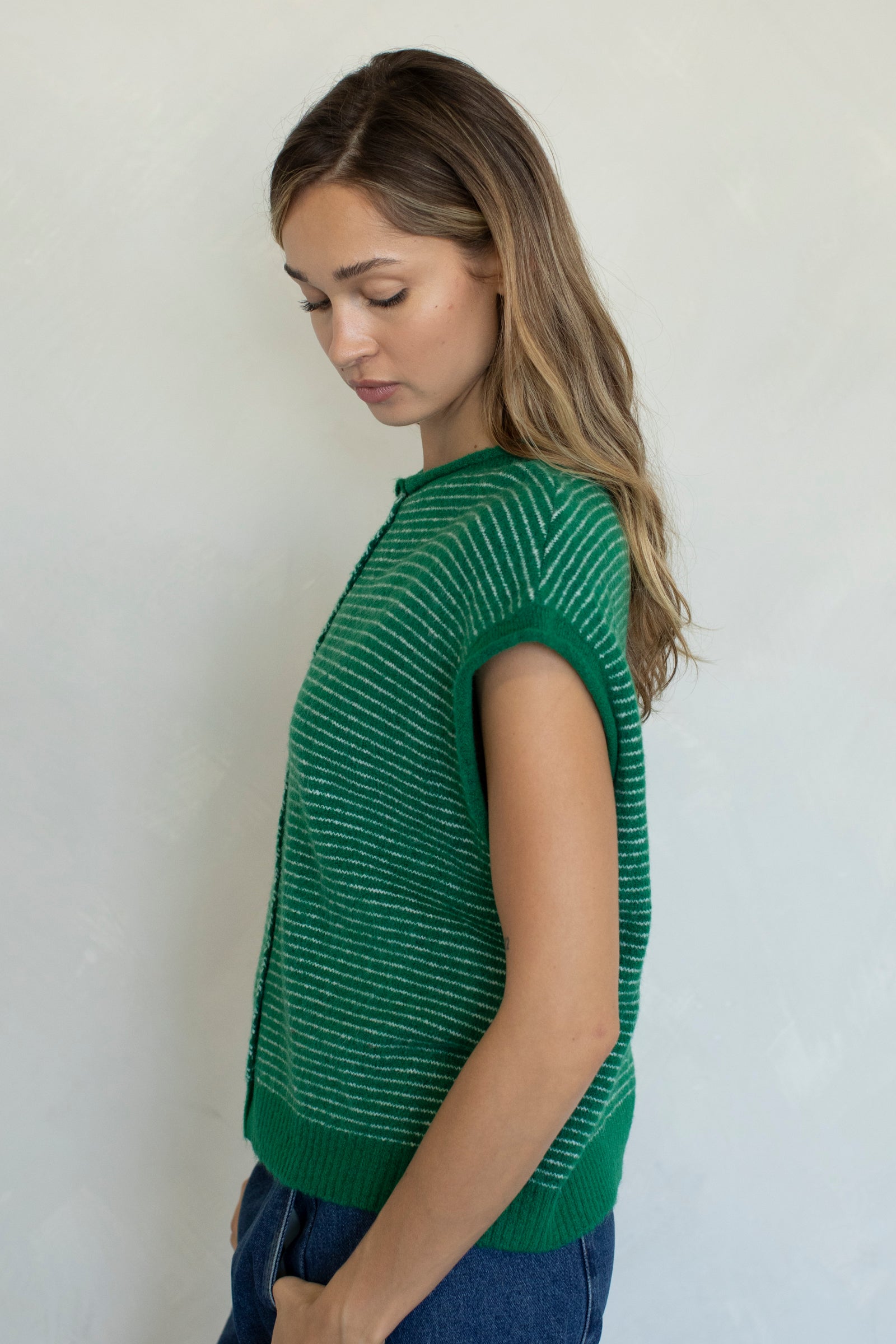 Striped Piper Vest Cardigan