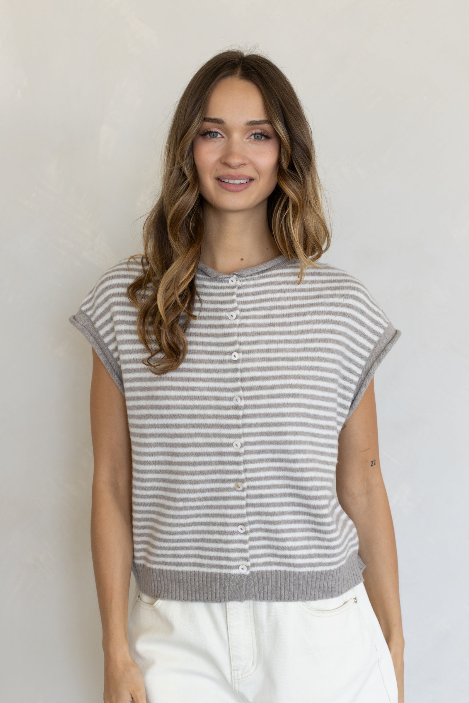 Mini Striped Piper Vest Cardigan