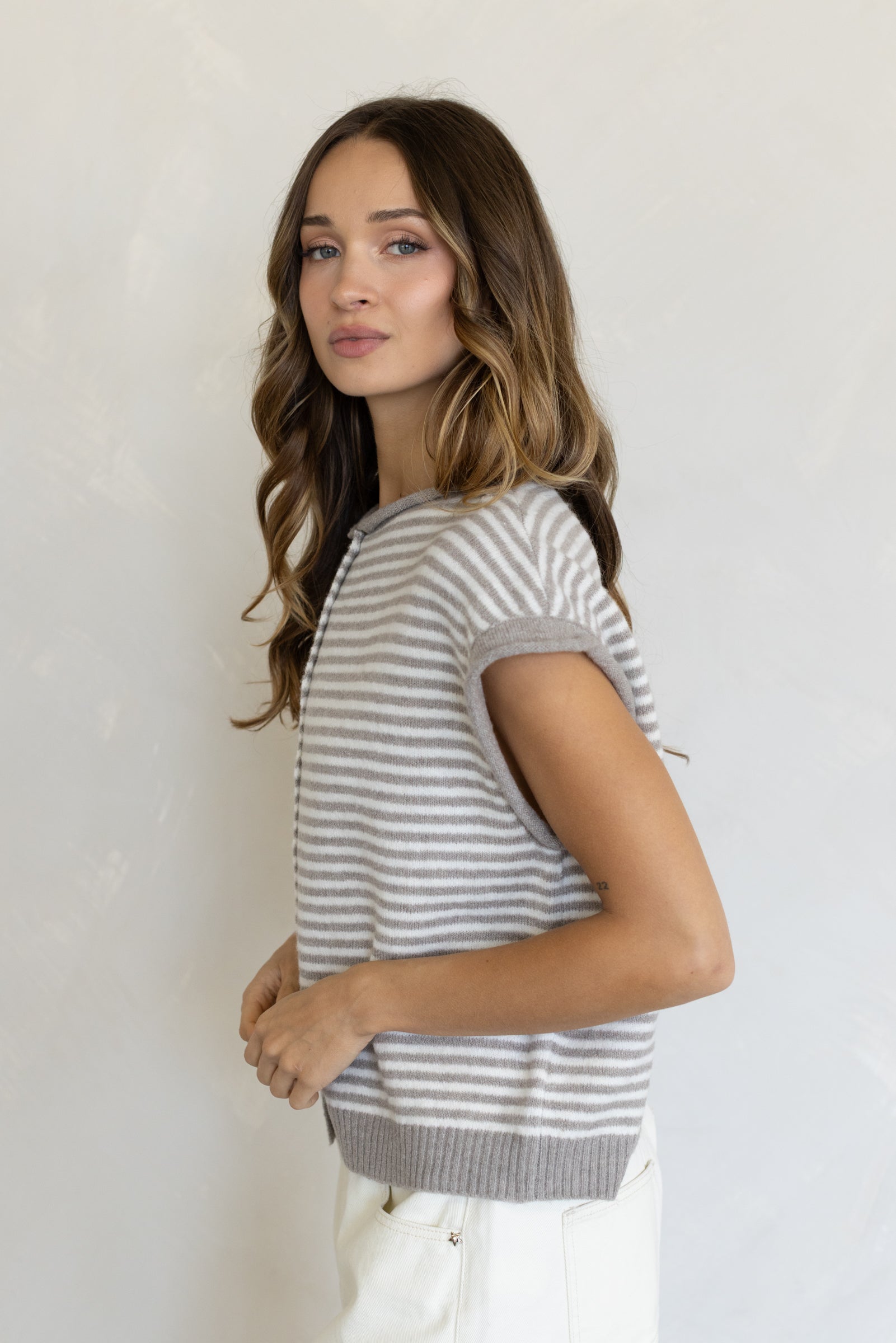 Mini Striped Piper Vest Cardigan