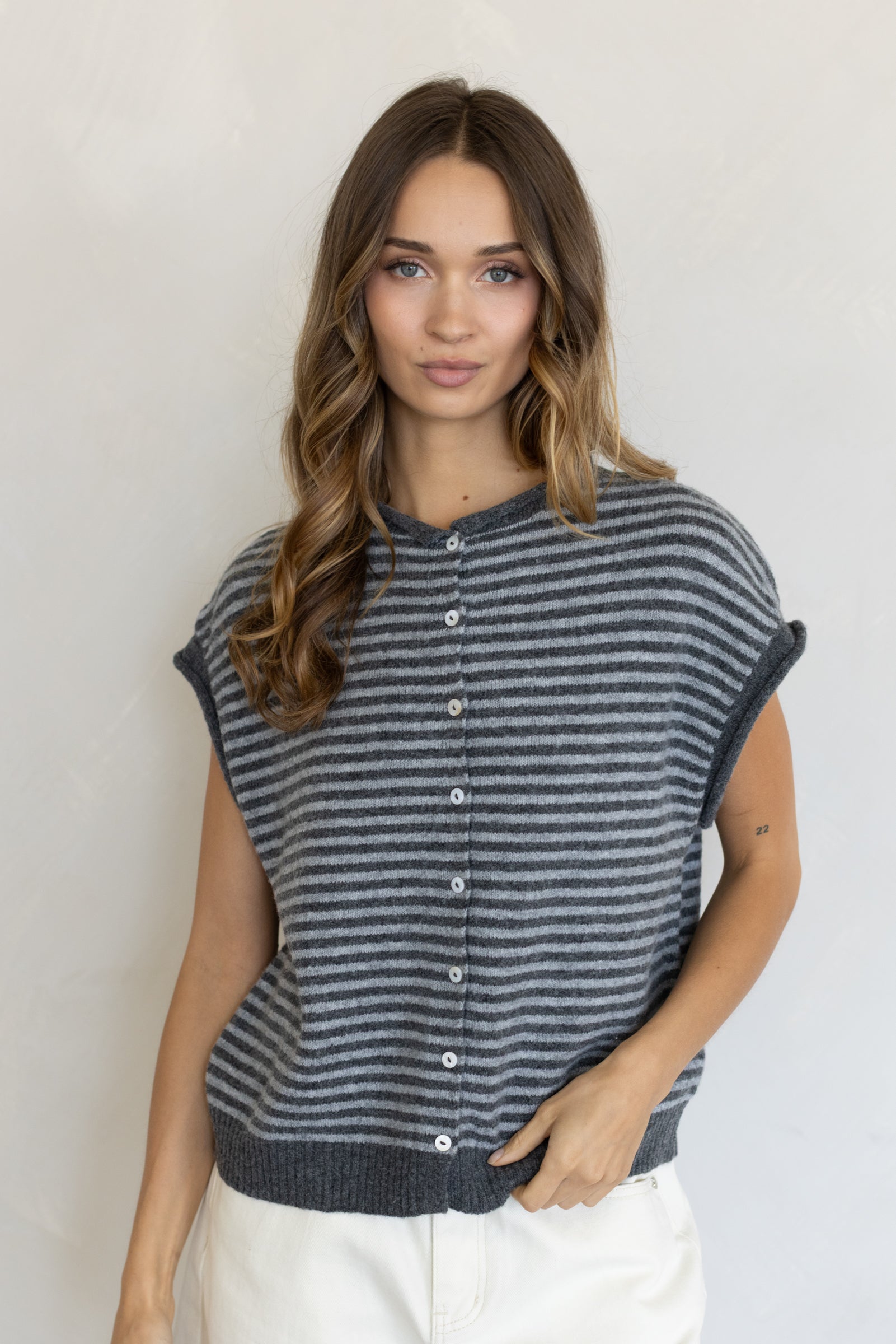 Mini Striped Piper Vest Cardigan