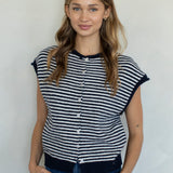 Mini Striped Piper Vest Cardigan