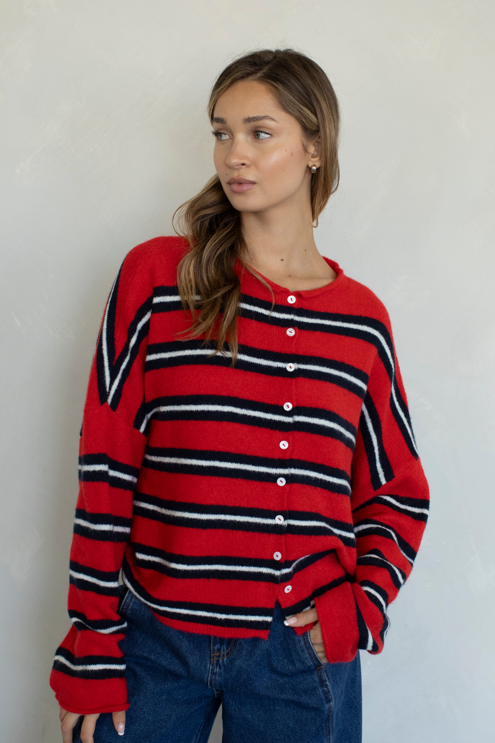 Varsity Striped Piper Cardigan