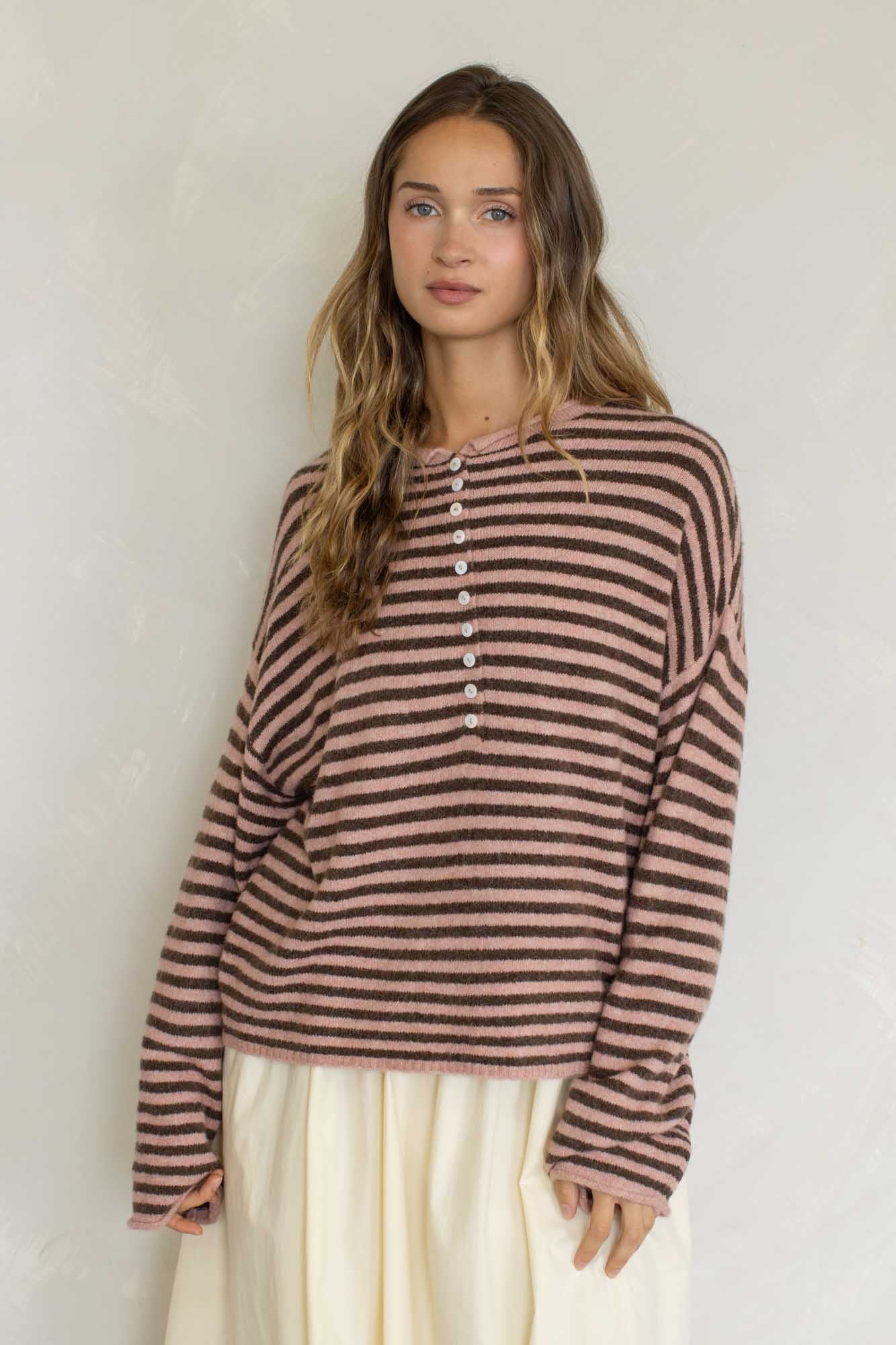 Oversized Striped Piper Henley