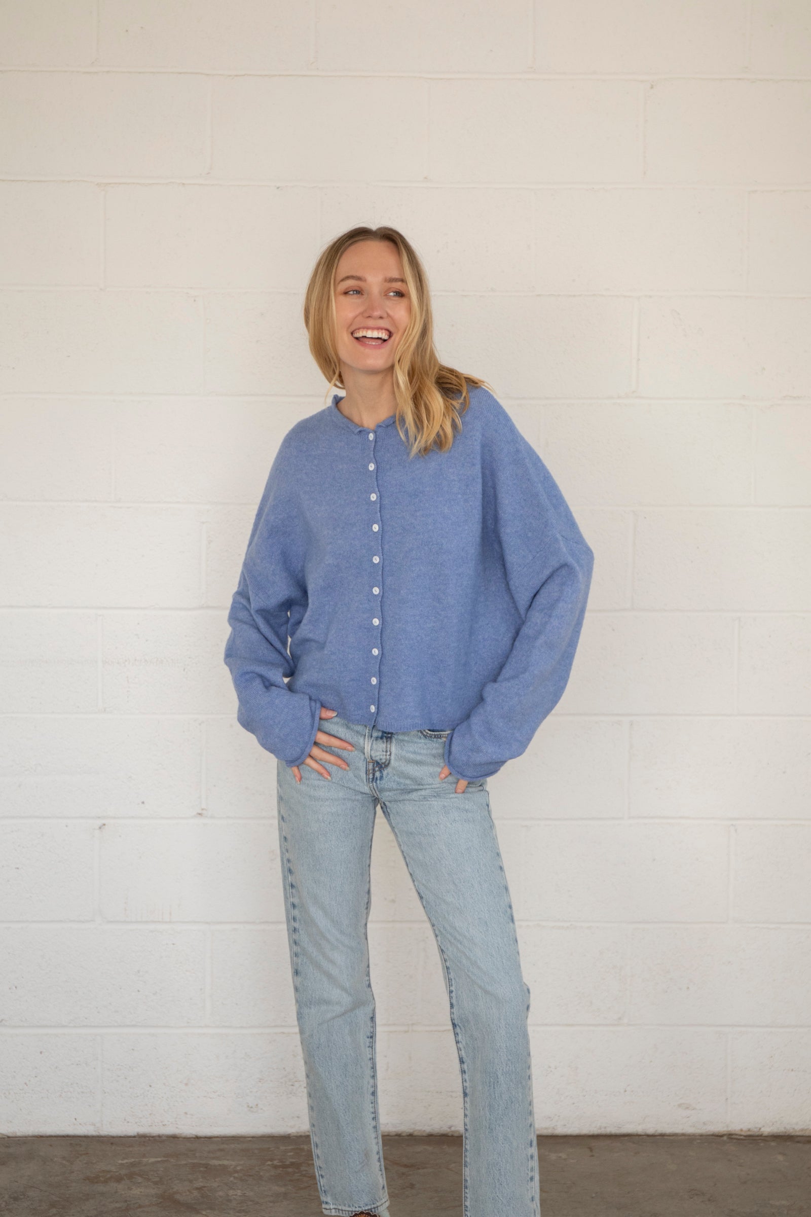 Piper Cardigan Dusty Blue Small Piper Cardigan Dusty Blue Small