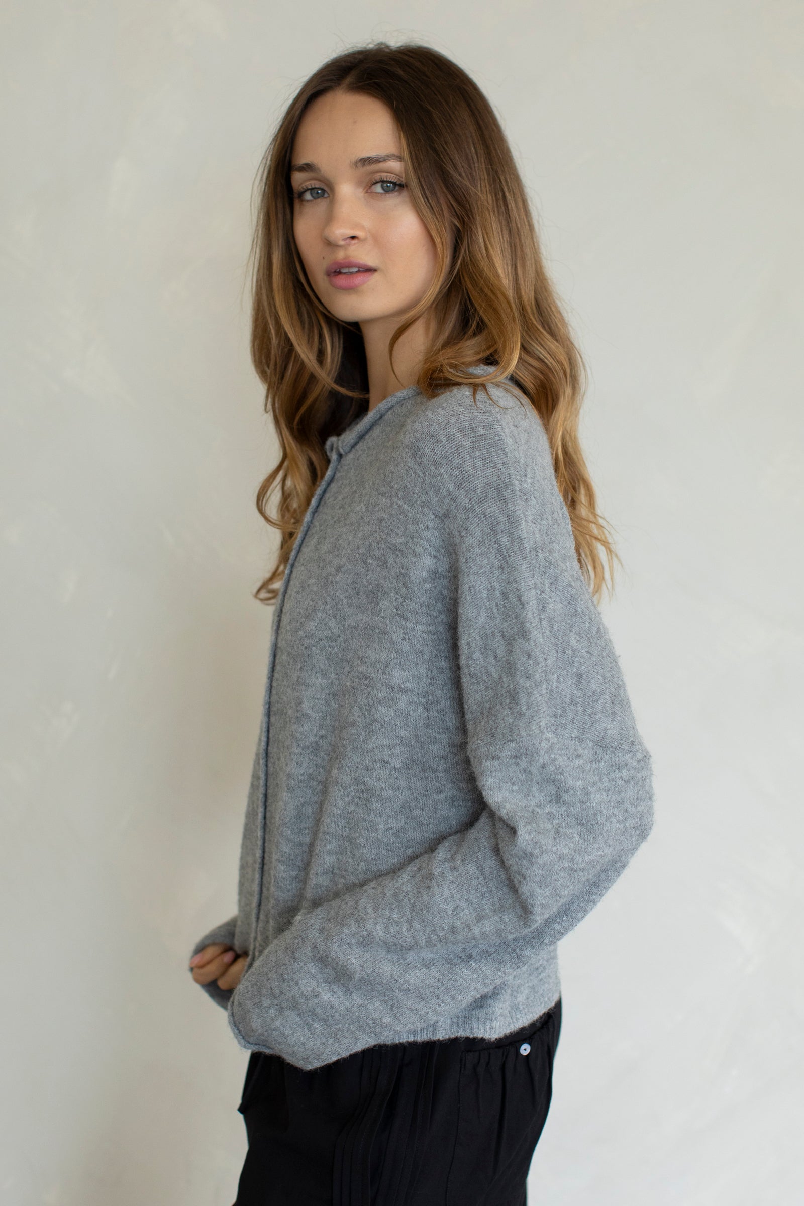 Heather Grey Piper Cardigan
