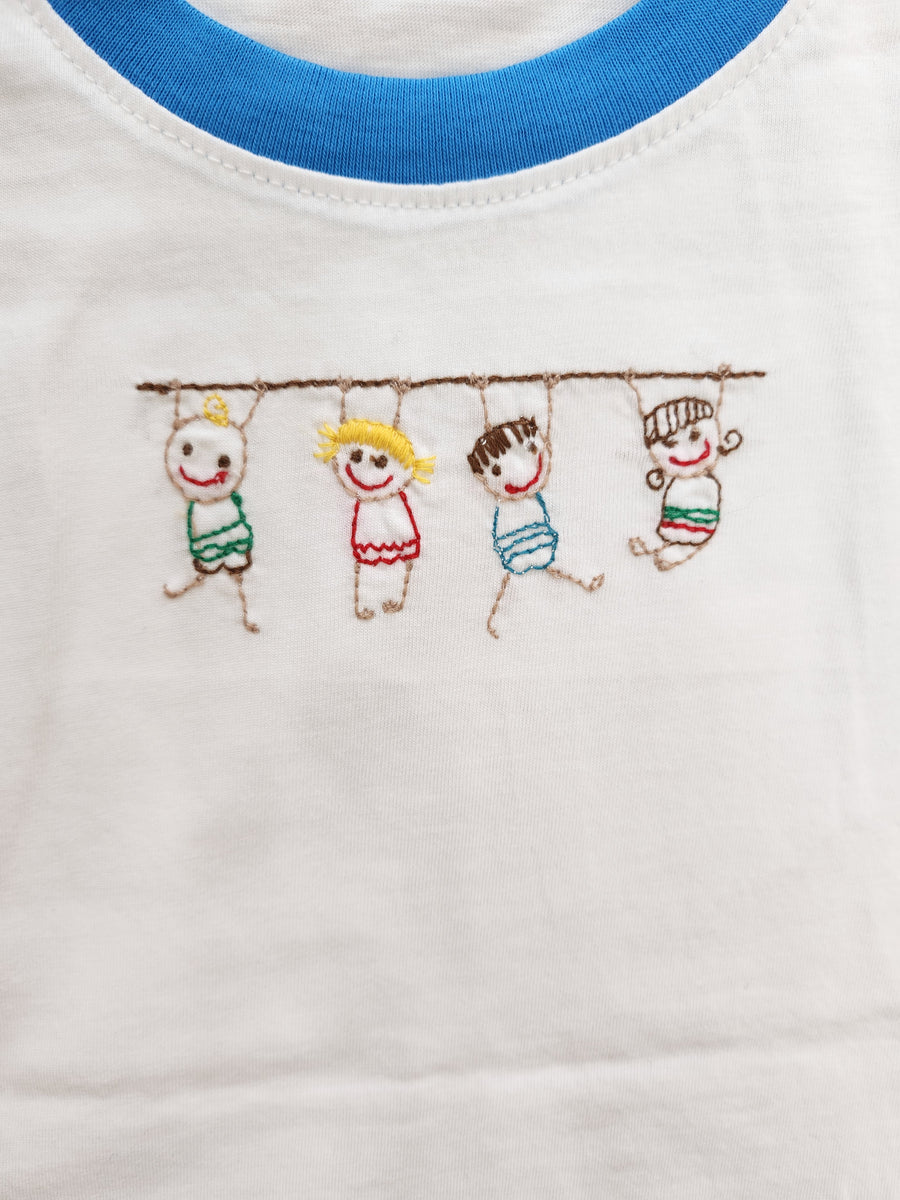 Embroidered Friends Ringer Tee