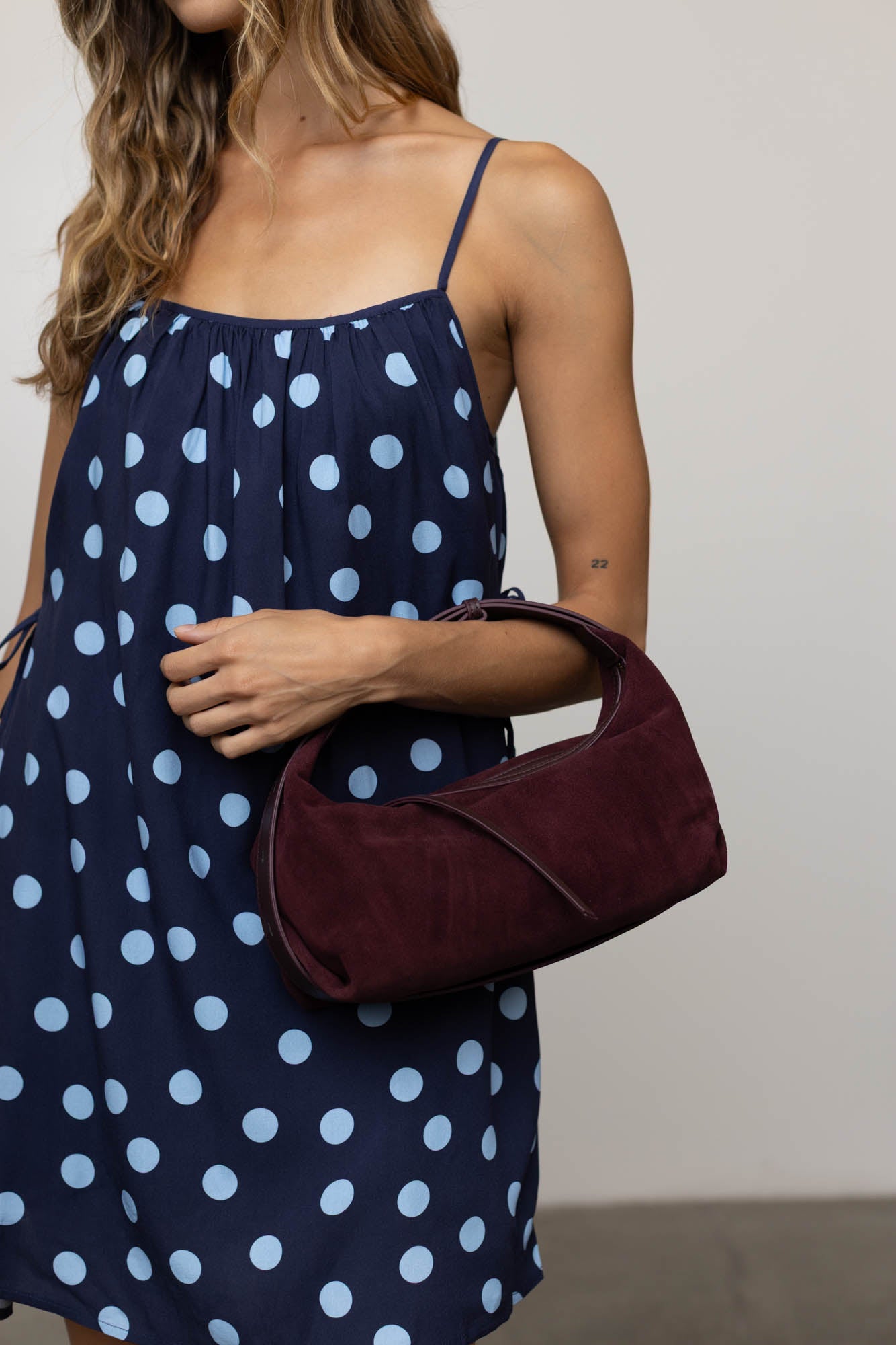 Suede Dumpling Hand Bag