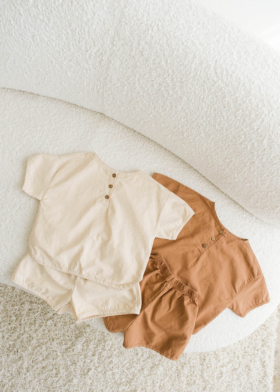 Linen Tee and Shorts Set